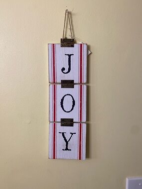 3/$10 - NWT Hinged "JOY" Wooden Christmas Sign